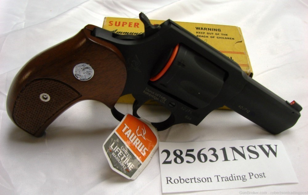 Taurus .38 model 856 Matte Blue 3” Walnut Grips Night Sight Revolver-img-3