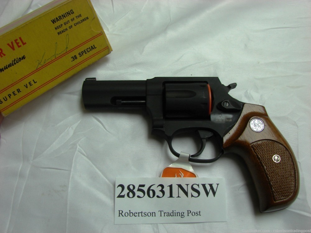 Taurus .38 model 856 Matte Blue 3” Walnut Grips Night Sight Revolver-img-0