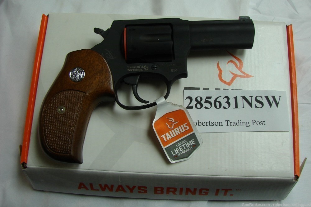 Taurus .38 model 856 Matte Blue 3” Walnut Grips Night Sight Revolver-img-15