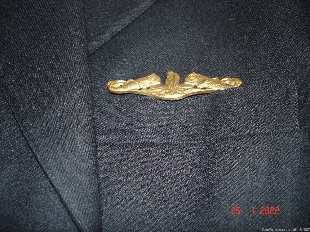 40's-50's Sea Cadet Instructor jacket pinback Submarine badge Sterling pins-img-2