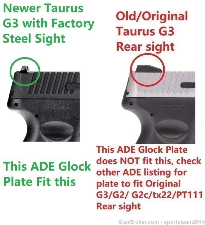 D1 Glock/Taurus G3C Pistol Plate for Vortex Venom/Burris Red Dot Sight-img-4