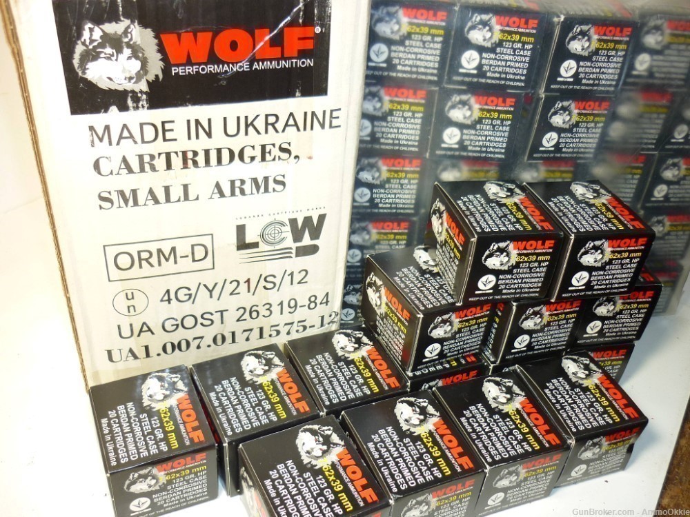 20rd - UKRAINE - LUGANSK CARTRIDGE WORKS - 7.62X39 Wolf 123gr - RARE LCW -img-0