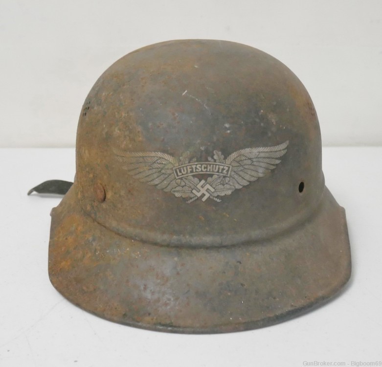 Vintage German M38 Luftschutz Gladiator Helmet Decal Intact-img-0