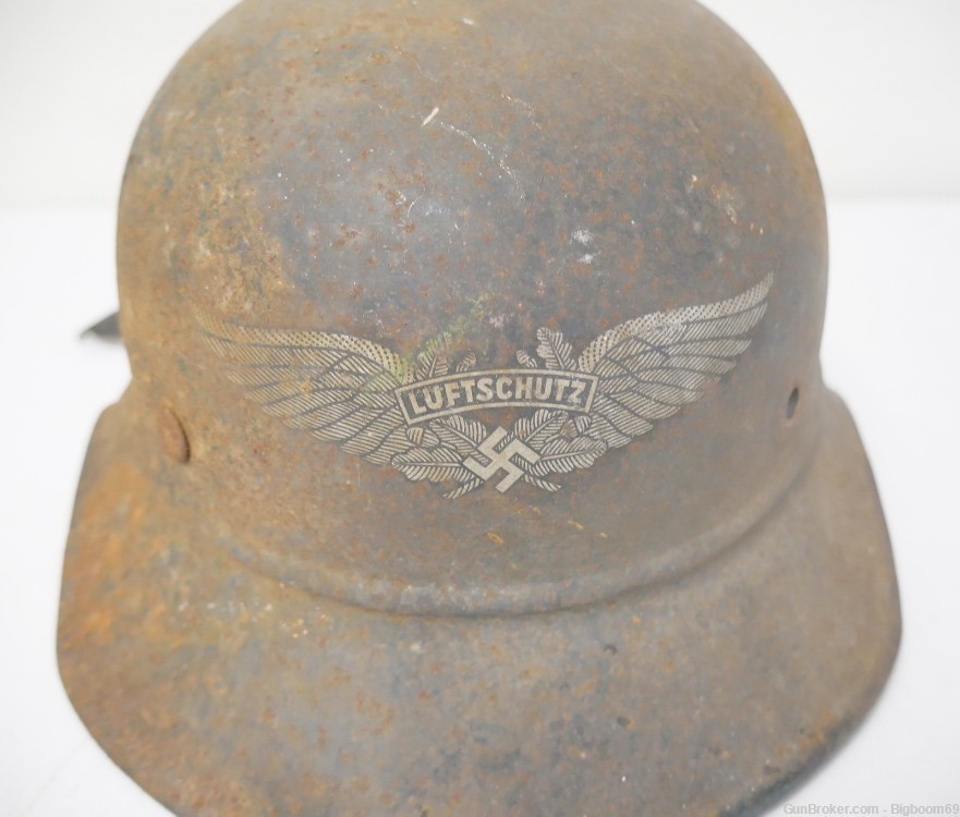Vintage German M38 Luftschutz Gladiator Helmet Decal Intact-img-1