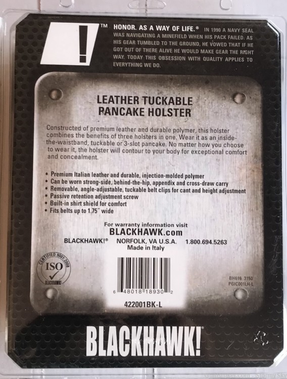 Blackhawk Holster Inside Pants LH Glock 45, S&W M&P 9/40/357/45 422001BK-L-img-4