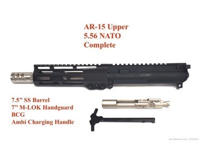AR-15 7.5'' Upper 5.56 NATO Upper Receiver 7'' M-LOK Rail Complete w/ BCG