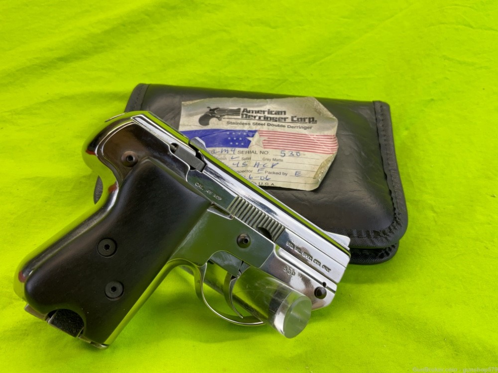 RARE American Derringer LM-4 Semmerling Polished Stainless SS LM4 45 ACP -img-0