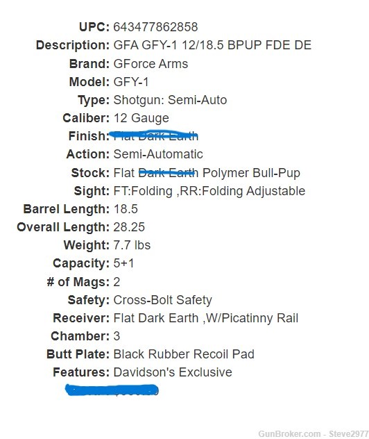 GForce Arms GFY-1 Semi-Auto Bullpup 12Ga. Shotgun Gray-img-4