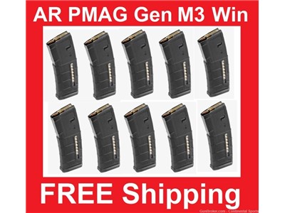 Lot of 10 - Magpul AR PMAG Gen M3 w/ Win 30rd Free Ship No Fees LAST batch
