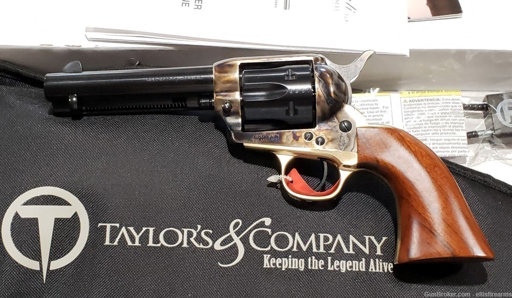Taylors/Uberti Ranch Hand 4.75" Brass/Case color/Walnut 357mag 550526 NIB-img-0