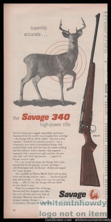 1956 STEVENS 77-SC Shotgun w/ Savage Super-Choke PRINT AD-img-0