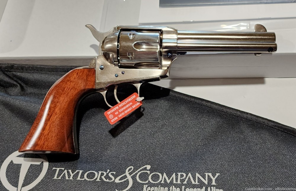 Taylors/Uberti 1873 Gunfighter Nickel 4.75" Army size grip 45lc  555164-img-4