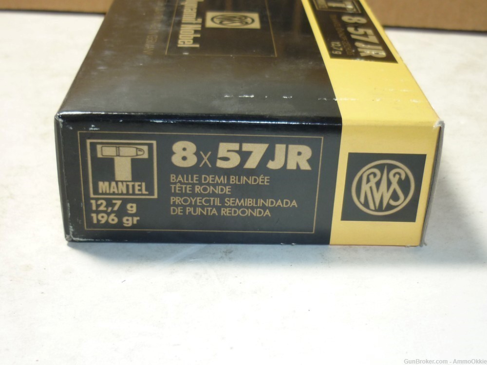 20rd - 8x57JR - RWS 196gr SP - 8mm RIMMED .318 Bullet - 8x57 JR J R-img-6