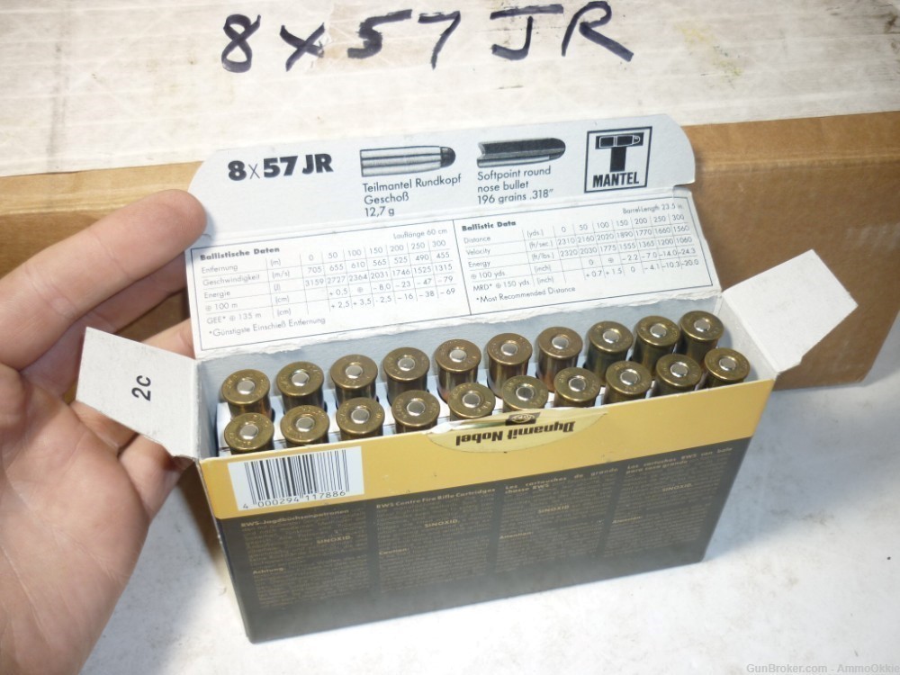 20rd - 8x57JR - RWS 196gr SP - 8mm RIMMED .318 Bullet - 8x57 JR J R-img-11