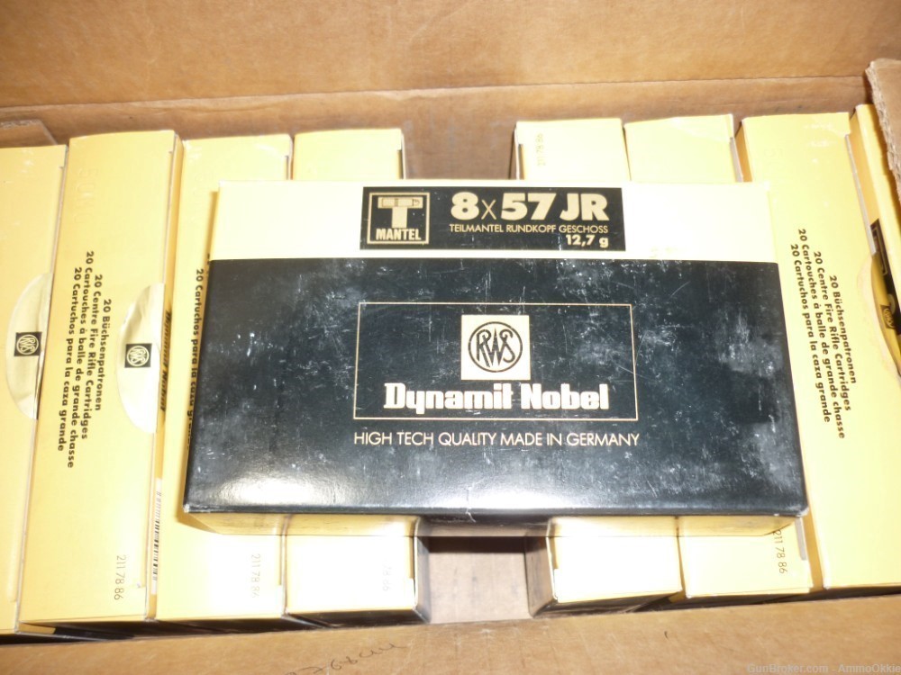 20rd - 8x57JR - RWS 196gr SP - 8mm RIMMED .318 Bullet - 8x57 JR J R-img-0