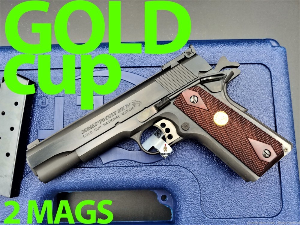 COLT 1911 Gold Cup 45ACP Colt BLACK 2x Colt-1911 MAGS, Match Barrel-img-0