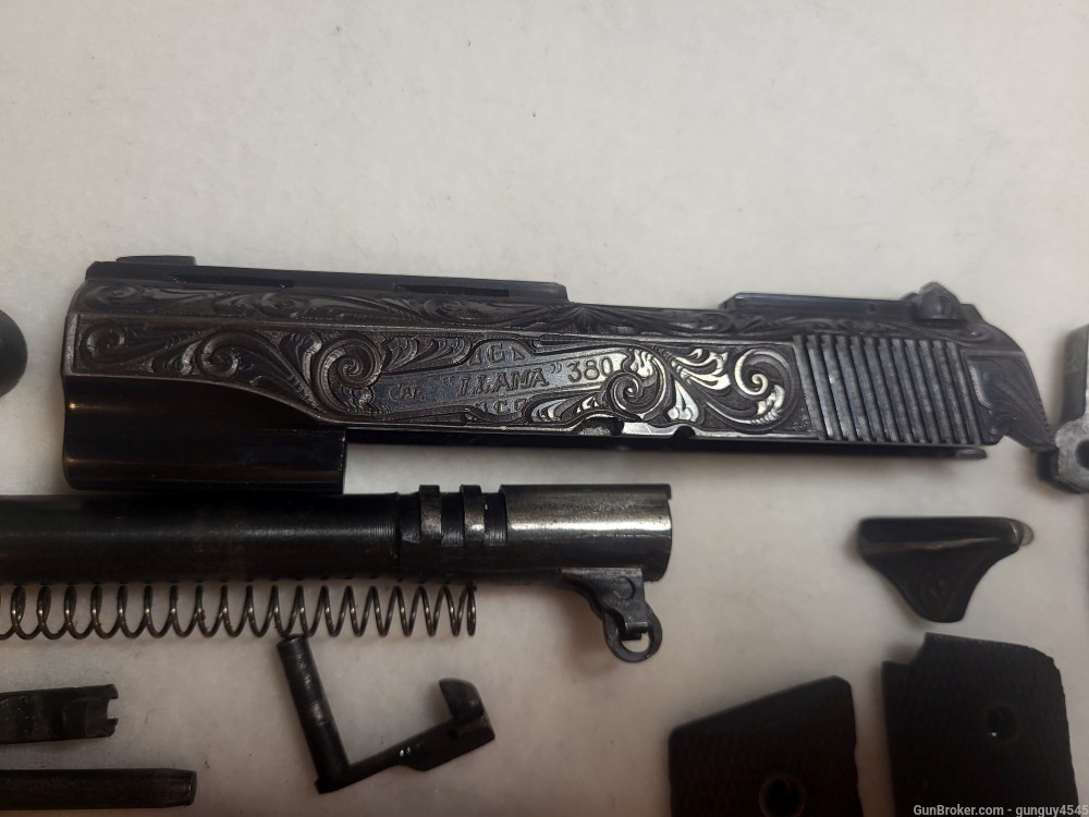 Original engraved Llama .380 spanish 1911 style pistol kit-img-1
