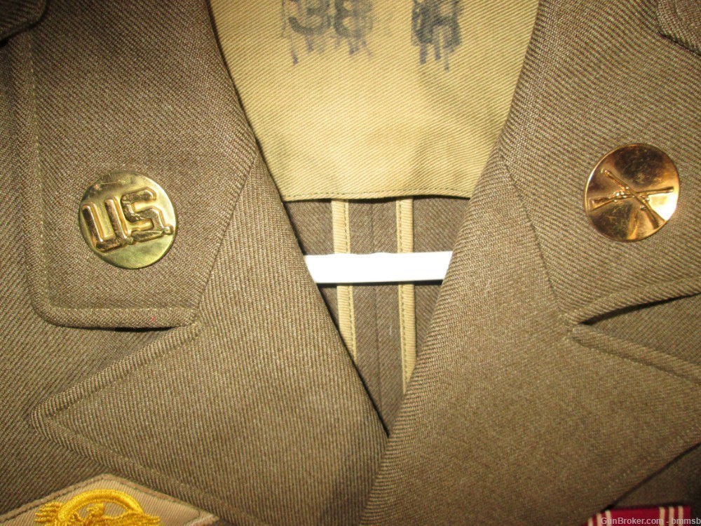 U.S. WW 2 Enlisted Service Tunic, 1942 Date, Ribbon Bar & Insignia-img-2