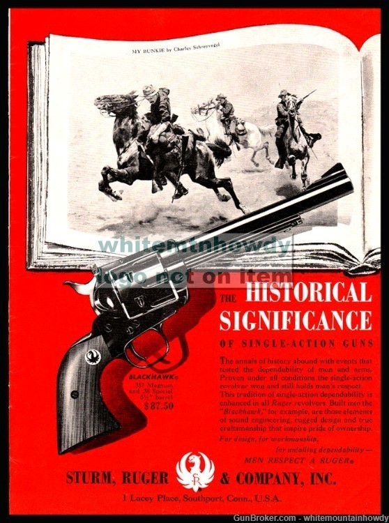 1960 RUGER Blackhawk .357 Magnum or .38 Special Revolver PRINT AD-img-0