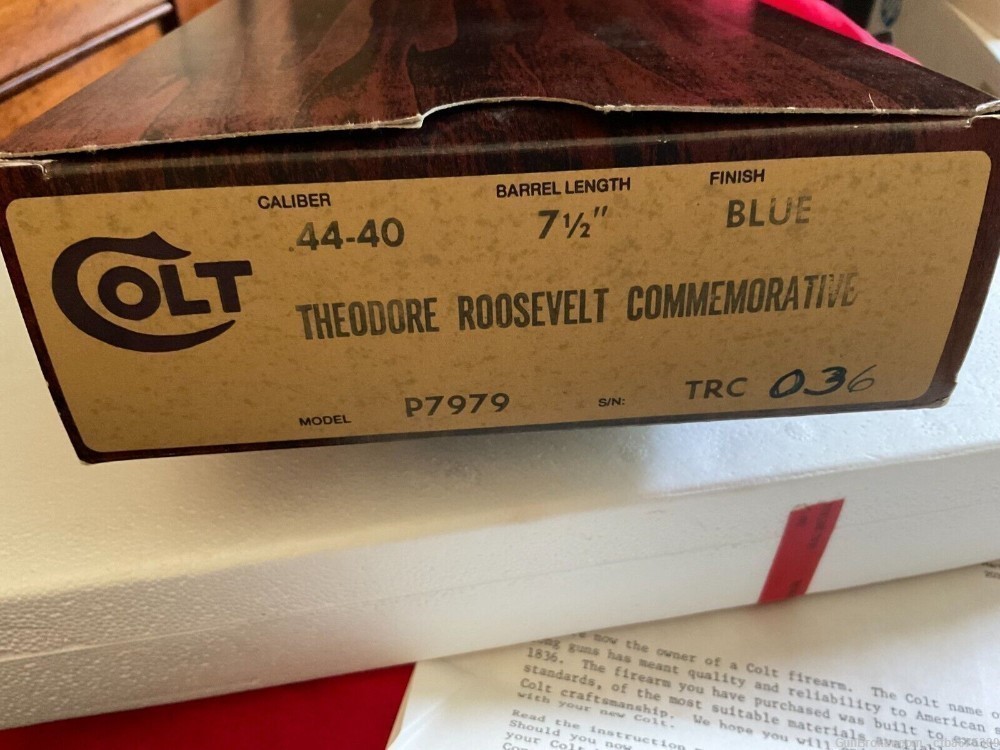 Colt Theodore Roosevelt Commemorative Single Action Army Original Box-img-0