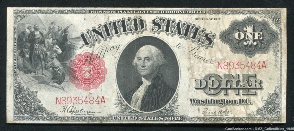 1917 $1 Dollar Bill George Washington Note Money-img-0