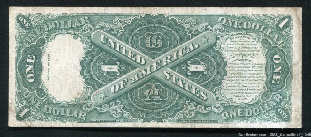 1917 $1 Dollar Bill George Washington Note Money-img-1