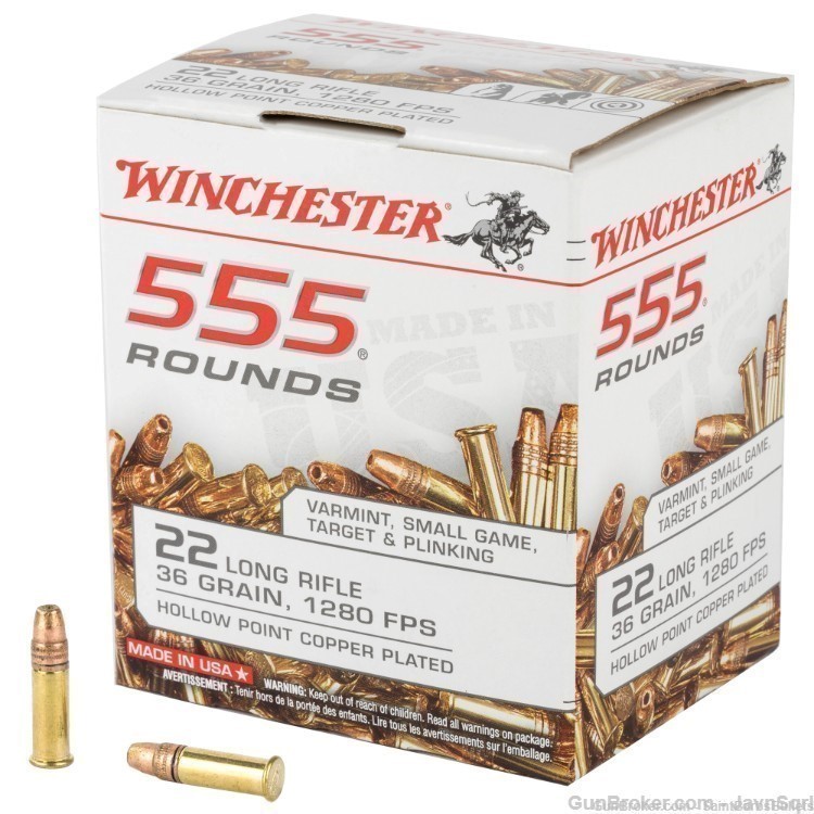 500 Winchester Ammo 22lr Copper Plated Hollow Point 555 22 lr 36g-img-0