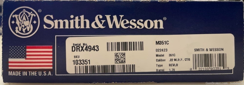 Smith & Wesson 103351 Model 351 Classic 22 WMR 1.88"  XS Sights NO CC FEES-img-3