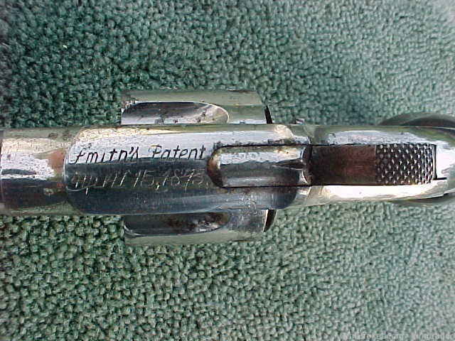 Antique " SMITH'S PATENT APRIL 15 1873 " Nickel 32 RF Pocket Pistol Revolve-img-3