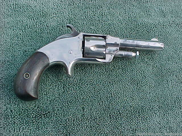 Antique " SMITH'S PATENT APRIL 15 1873 " Nickel 32 RF Pocket Pistol Revolve-img-1