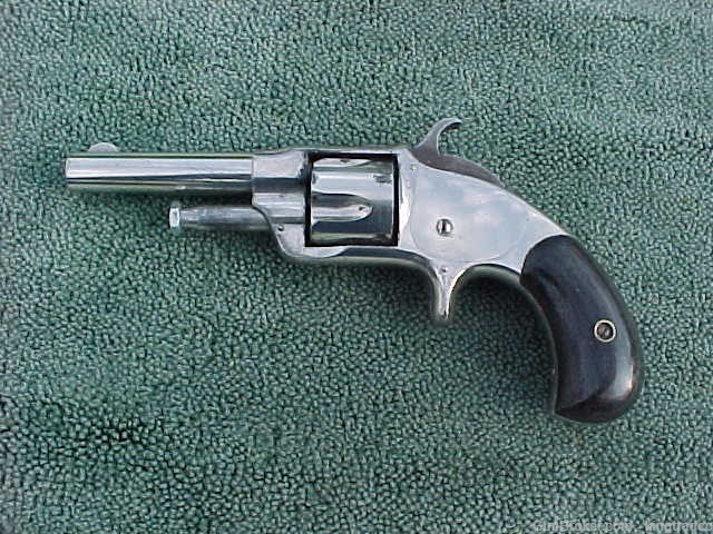 Antique " SMITH'S PATENT APRIL 15 1873 " Nickel 32 RF Pocket Pistol Revolve-img-0