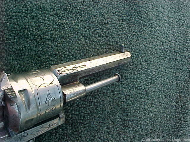 Antique Belgian LEFAUCHEUX Engraved 7MM Nickel Engraved Rev Pinfire CSA-img-6