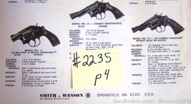 Orig S&W Price List All Models 4 Pages 1973-img-2