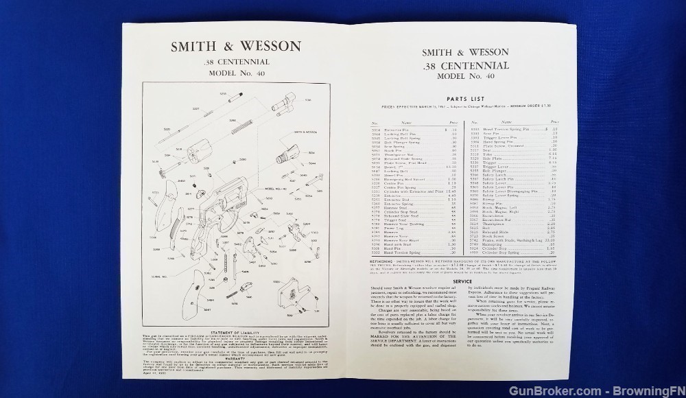 Original S&W Model 40 Owners Manual 1967-img-1