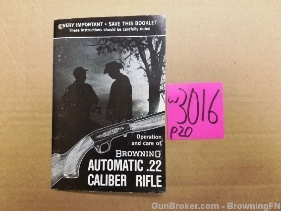 Orig Browning .22 Automatic Owners Instruction Manual 22-img-0