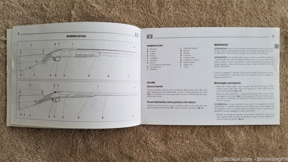 Orig Franchi Shotguns Owners Instruction Manual-img-1