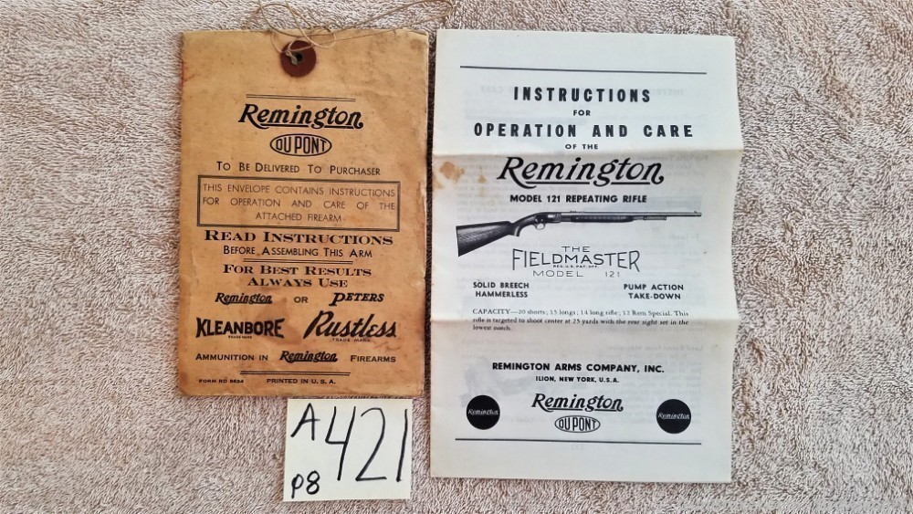 Orig Remington Model 121 Owners Instruction Manual-img-0