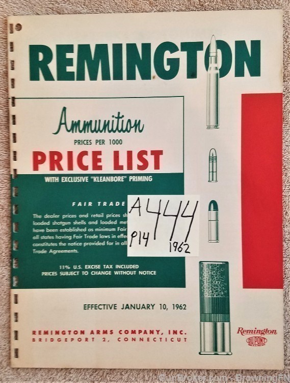 Orig Remington Ammunition Price List 1962-img-0