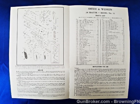Original S&W Model 52 Owners Manual 1967-img-1