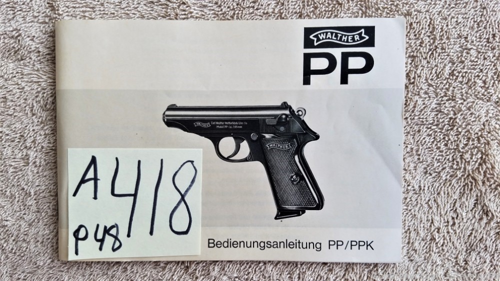 Orig Walther PP PPK Owners Instruction Manual-img-0
