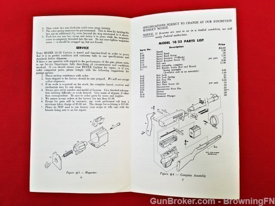 Orig Ruger Model 10/22 Carbine Owners Instruction Manual 1969-img-1
