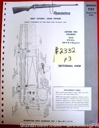 Orig Remington Parts List Schematic Model 721-img-0