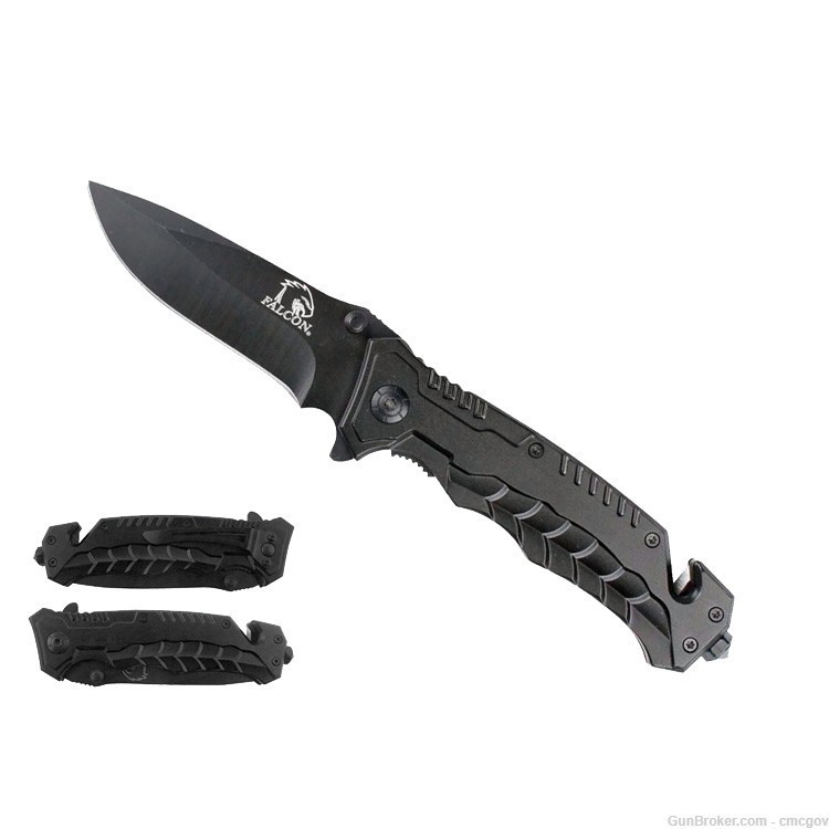 Tactical Rescue Knife Spring Assisted with Glass Breaker & Seat Belt Cutter-img-0