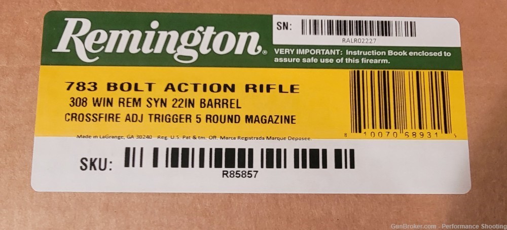Remington 783 FDE 308 win 22" Barrel -img-11
