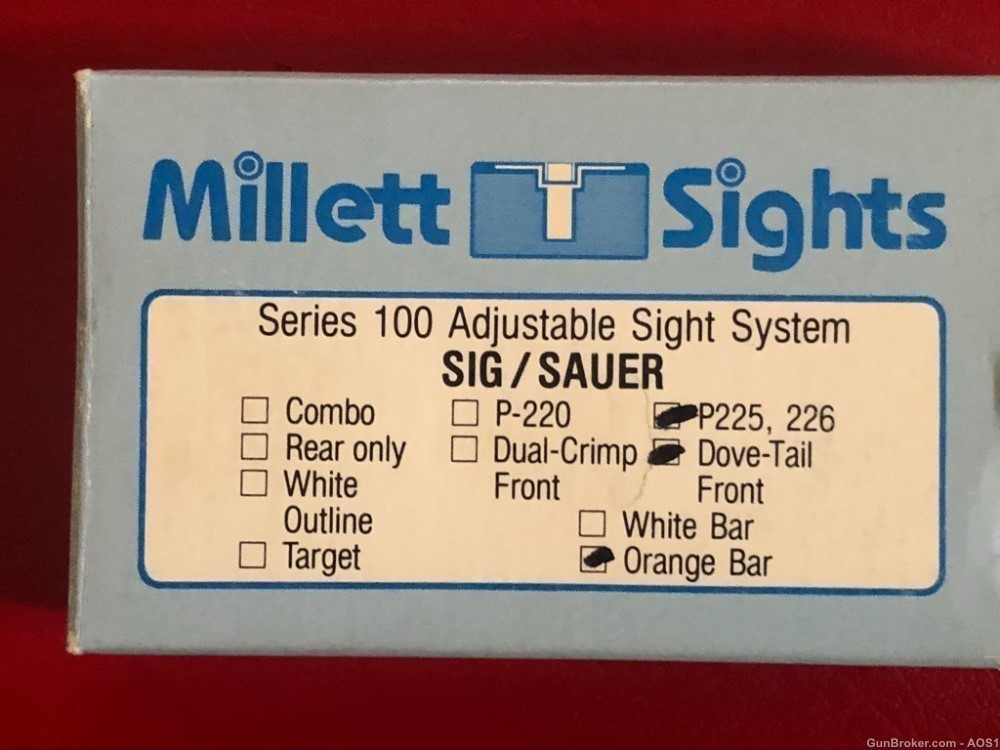Millett Orange Bar Dovetail Front Sight Sig P-225 P-226 NOS SP22566-img-2