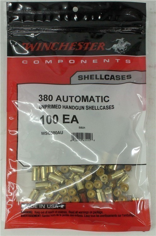 WINCHESTER 380 Automatic 1000 piece unprimed brass NIB WSC380AU-img-0
