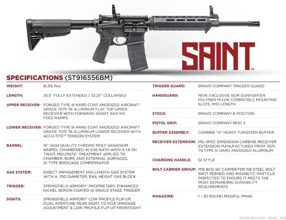 Springfield Armory Saint M-LOK  5.56 Rifle NIB-img-2
