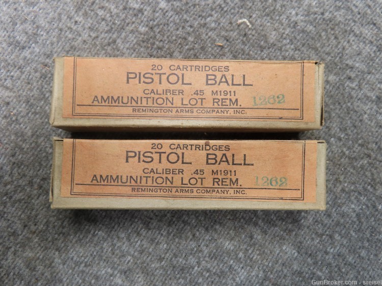 2 SEALED BOXES WWII US GI .45 ACP AMMO-REMINGTON ARMS CO 1941-EXC-MINT COND-img-1