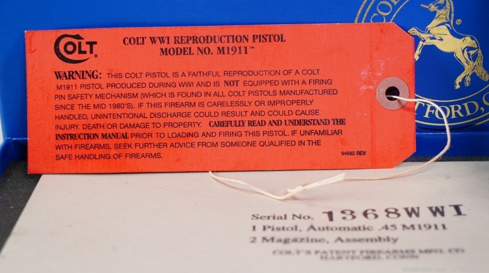 Colt WW1 Commemorative .45 ACP w/ Factory Case *USED*-img-13