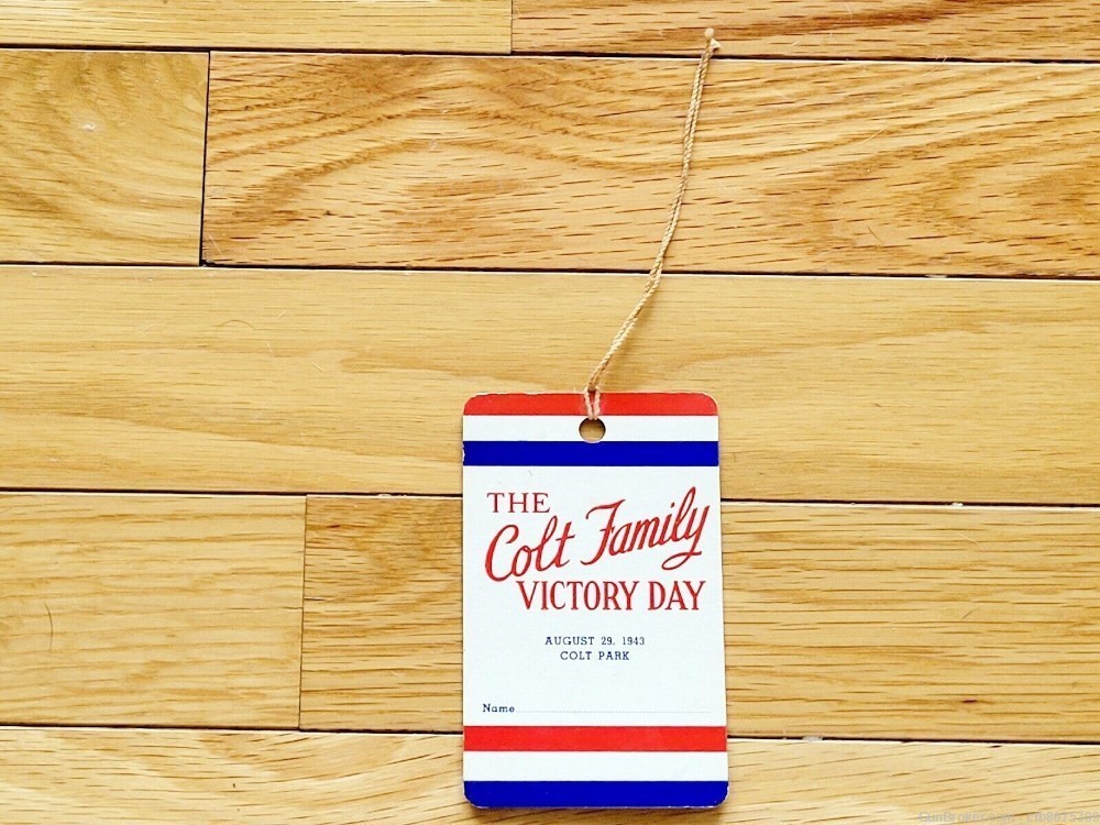 Colt Family Victory Day 1943 Cardboard Tag, Colt Park (named for Samuel Col-img-1